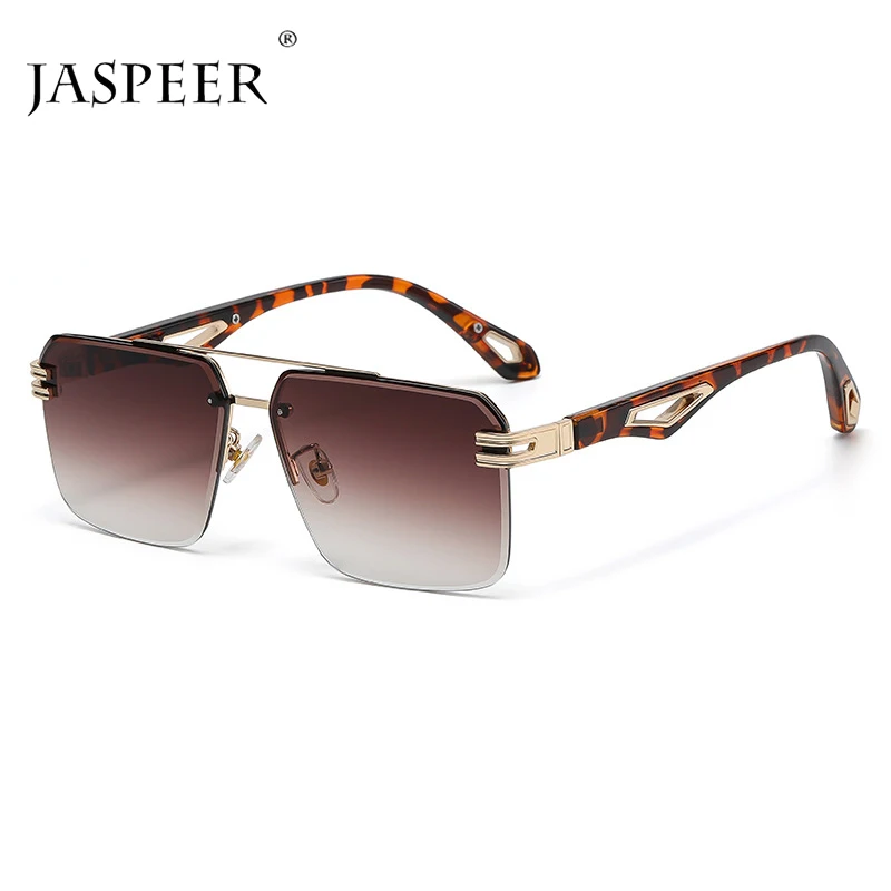 

JASPEER Oversize Rimless Rectangle Sunglasses Women Men Shades Brand Designer Gradient UV400 Sun Glasses Frameless Sunglasses