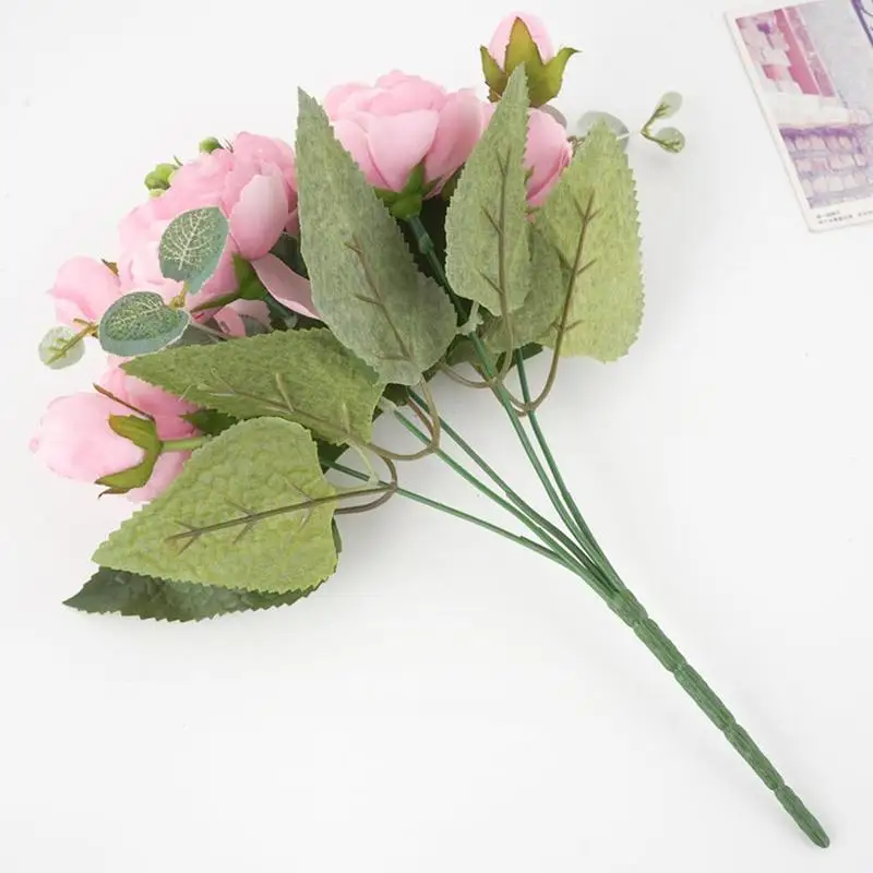 

5 Artificial Peony Flowers Rose Camellia Fake Flowers Holiday Decoration DIY Home Day Wedding Decoration Valentine's Garden G1K5