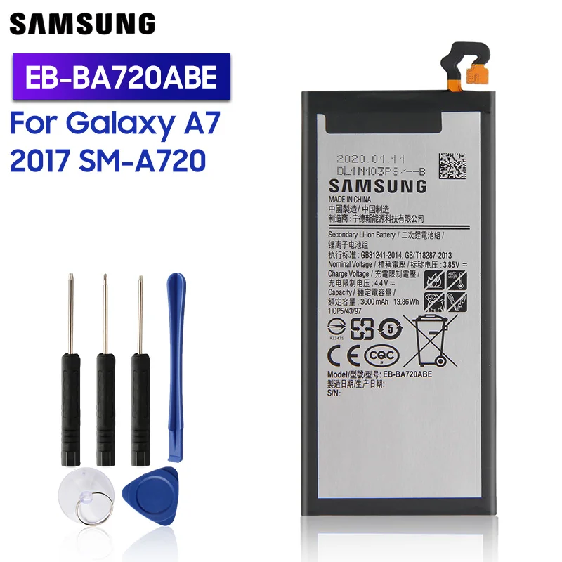 Оригинальная запасная аккумуляторная батарея Samsung стандарта 2017 для GALAXY A7 EB BA720ABE