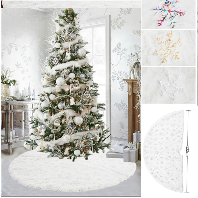 Белая плюшевая юбка фартук для рождественской елки 90 см 122 140 ковер украшение дома