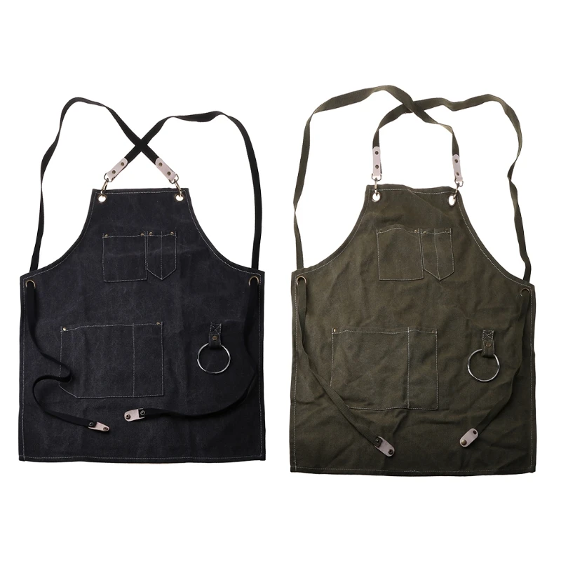 

Chef Apron Cotton Canvas Cross Back Adjustable Apron with Cooking Baking Apron