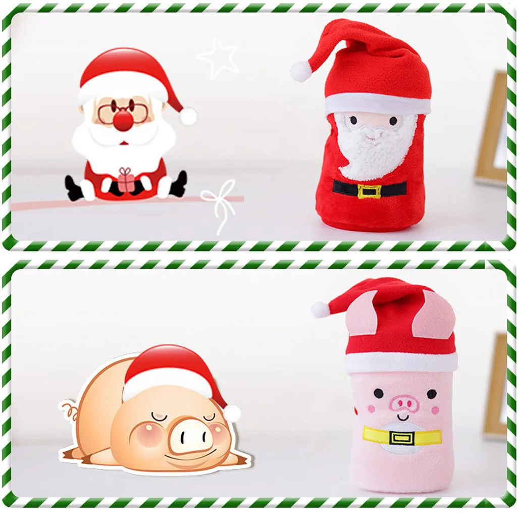 OUNEED 1 Pc Hat and Flannel Blanket Set Snowman Super Soft Christmas Cartoon Flannel Fluffy Blanket Bed Sofa Children Gift#45