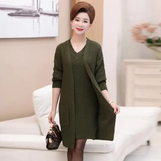 Пляжное 2019 зимнее ретро платье свитер с v образным вырезом из двух частей длинным