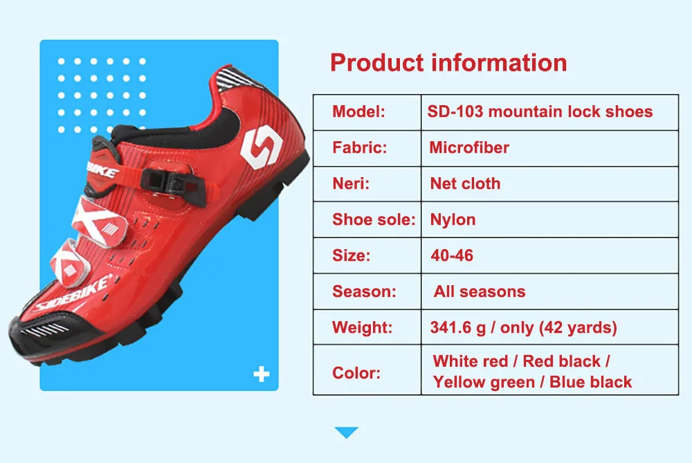 Sidebike cycling shoes MTB bicycle profession riding lock shoes Wear-resistant antiskid Breathable Multi-color optional