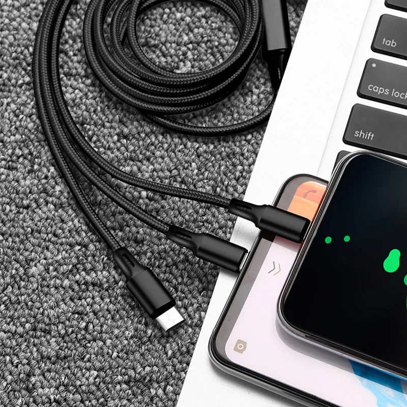 3 в 1 Usb Быстрый кабель несколько зарядки Micro usb type C Кабель Apple нейлоновая строка