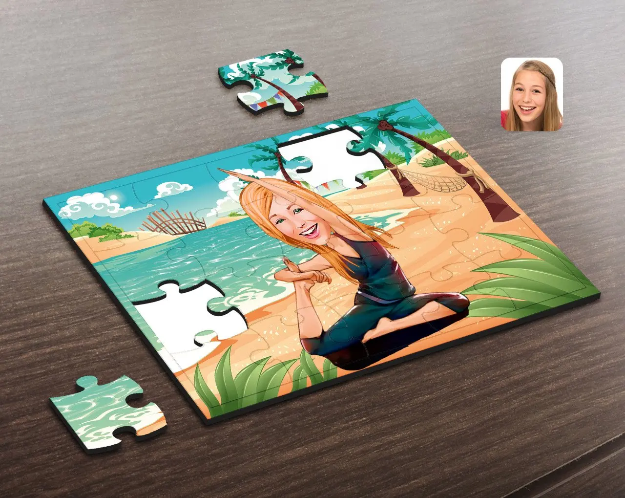 

Personalized Women 'S Yoga Caricature Of Wooden Puzzle-2