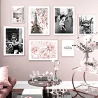 Nordic европейский город декорации плакат Wall Art Живопись на холсте розовый цветок с принтом с цитатой домашний декор для Гостиная дизайн рисунка