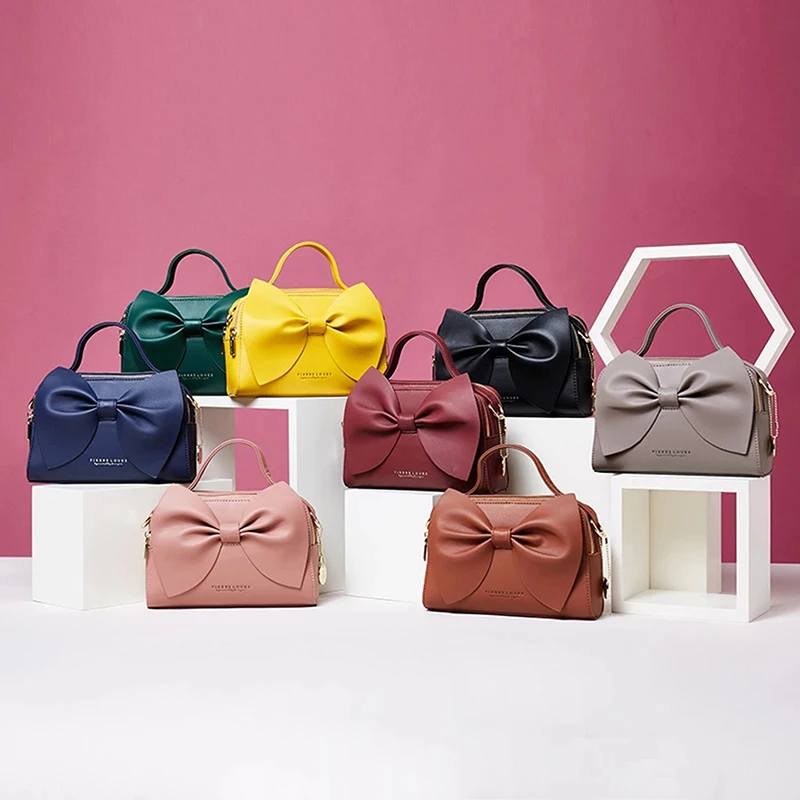

Elegant Women BowHandbags PU Leather Lady Shoulder Crossbody Bags For Women Handbags High Quality Ladies Messenger Hand Bags