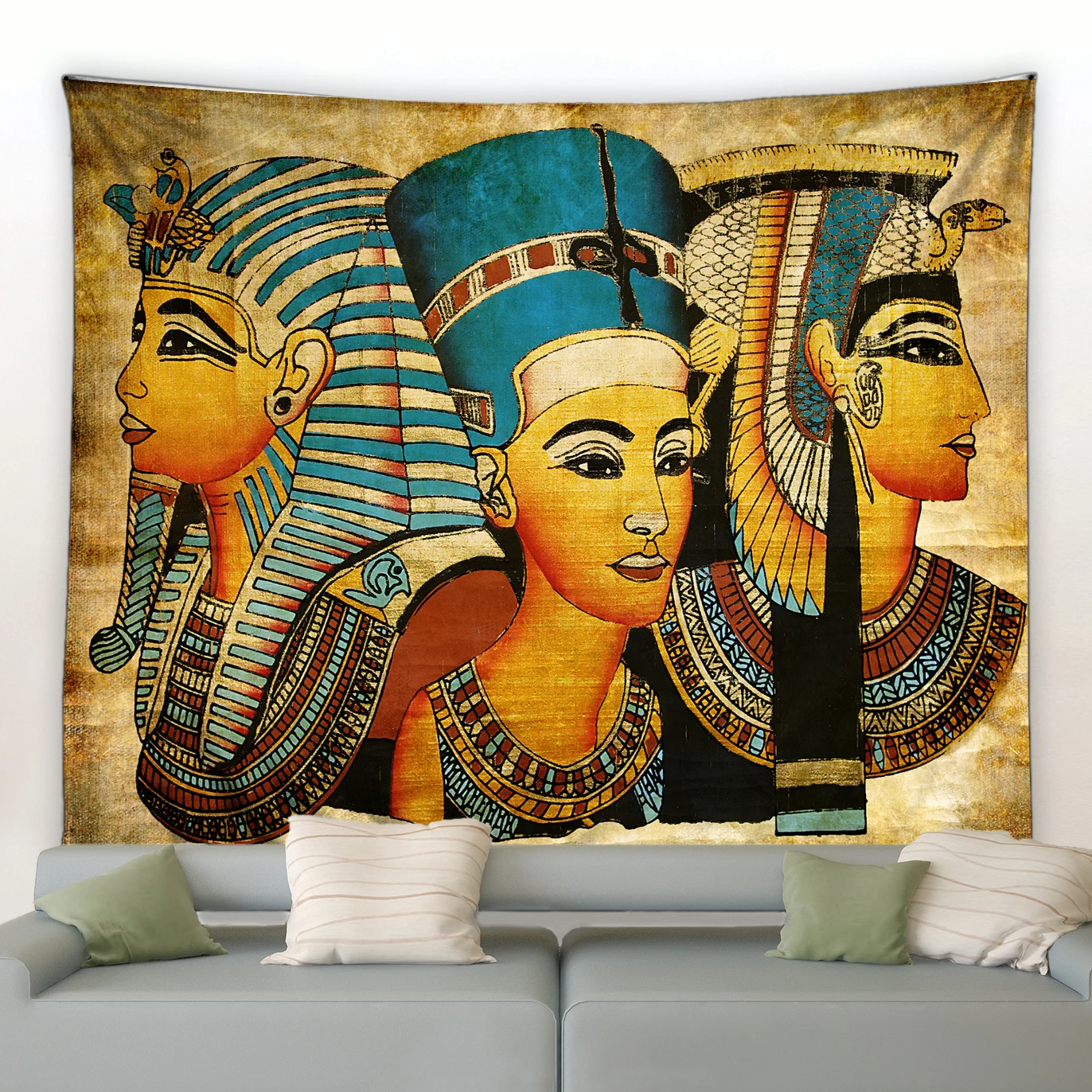 

Yellow Ancient Egypt Tapestry Wall Hanging Old Culture Printed Hippie Egyptian Vintage Tapestries Background Cloth Home Decor