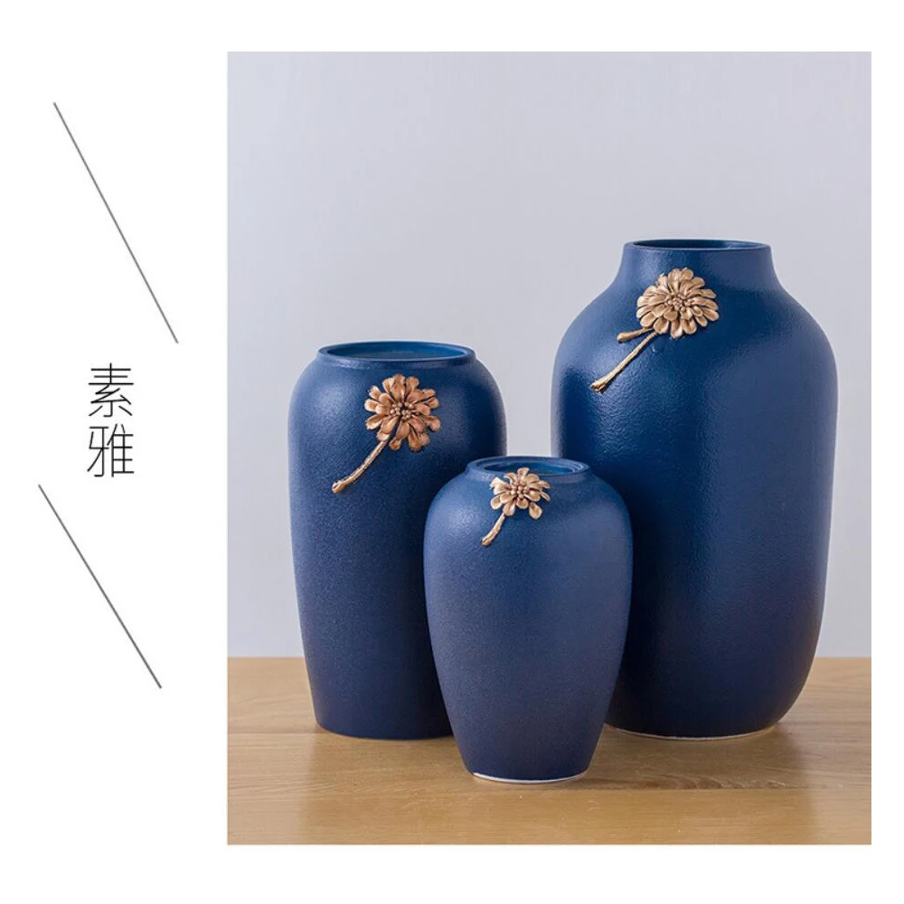 Современная Минималистичная синяя керамическая ваза ins в скандинавском стиле