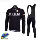 Одежда для велоспорта с длинным рукавом, комплект из Джерси MOLTENI для велоспорта, черные брюки для триатлона на веснуосень