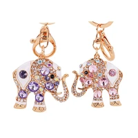 exquisite cute elephant crystal animal keychain car bag pendant ornament dripping oil alloy keyring trinket female jewelry gift