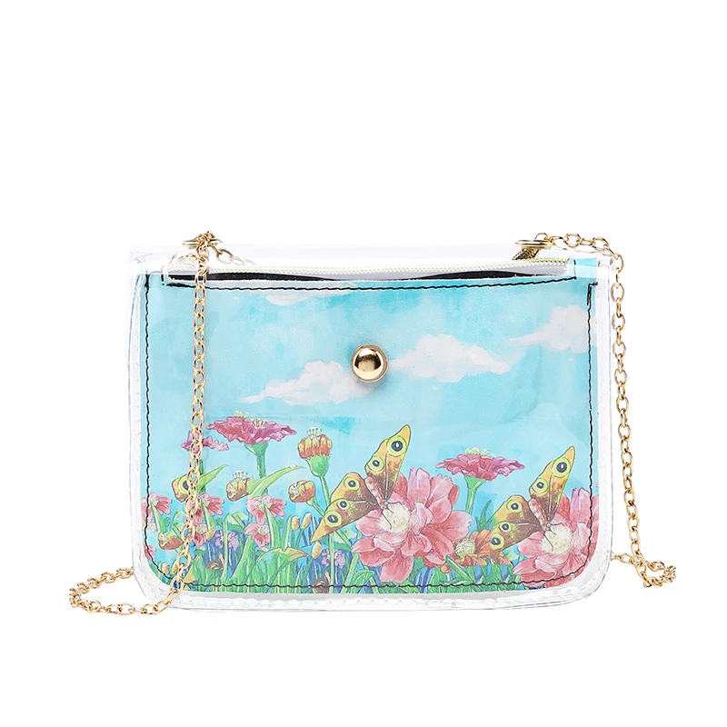 2019 Новая прозрачная сумка прозрачный пакет с принтом сумки через плечо для
