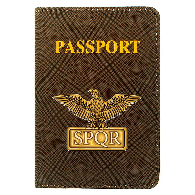 

Classic Roman Empire SPQR Theme Passport Cover Men Women Leather Travel ID Credit Card Hold Passport Case High Quality