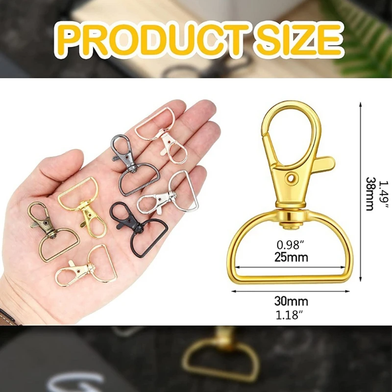 

652B 35 Pieces Swivel Clasps Lobster D Rings Lanyard Snap Hooks Keyrings Pendant Spring Pet Buckle for Keychain DIY Craftings