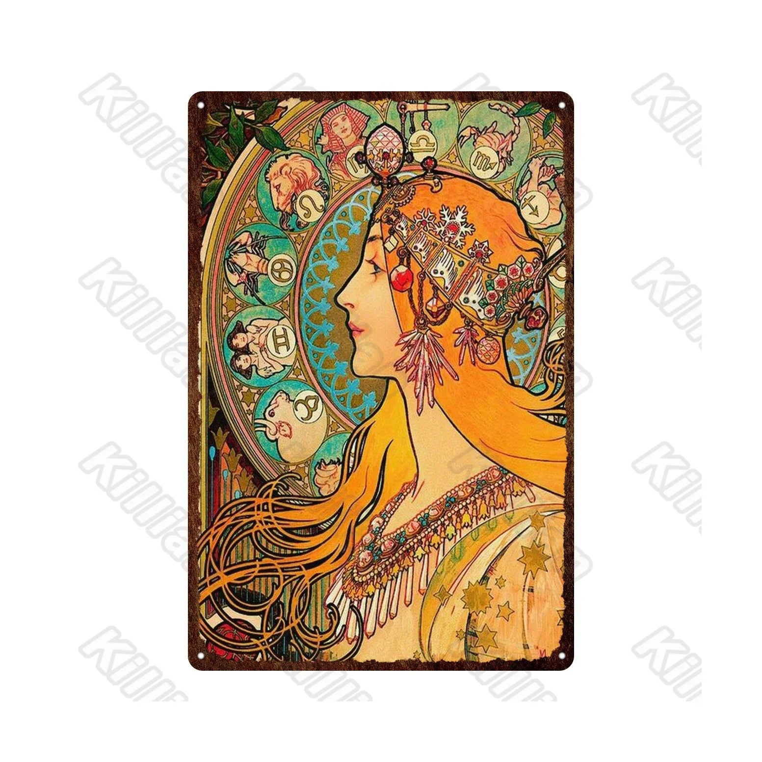 

Living Room Metal Poster Decoration The Landscape That European Palace The Goddess Metal Tin Can Be Suspended Art Iron Painting