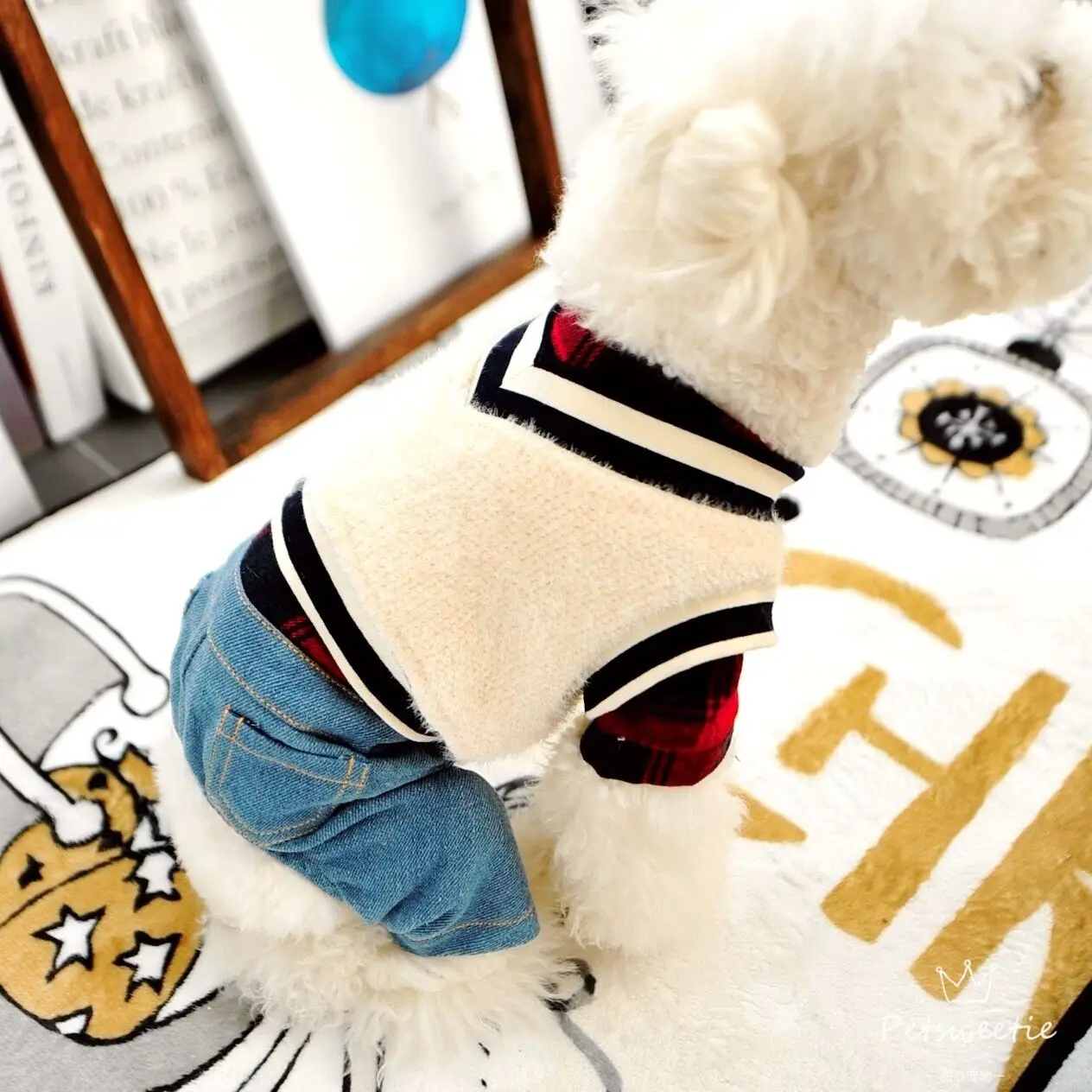 Голубая Собака Джинсы Брюки Комбинезоны для щенков Пудель Shih Tzu маленький XS XL