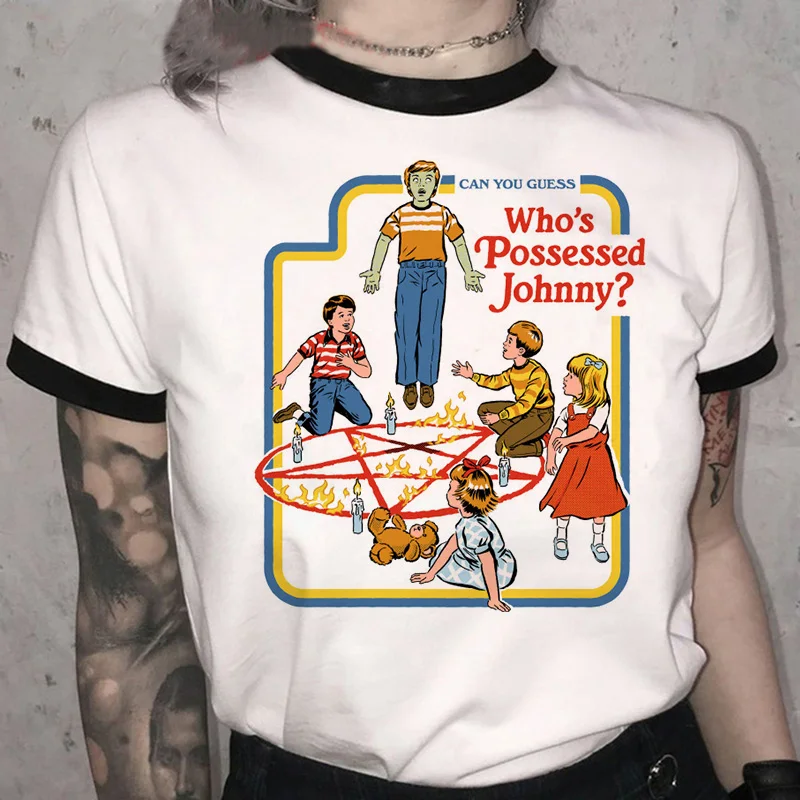 

Satan Horror T Shirt Women Demon Death Scary Devil Funny Tshirt Harajuku Summer Short Sleeve Tops Ulzzang T-shirt Female Clothes