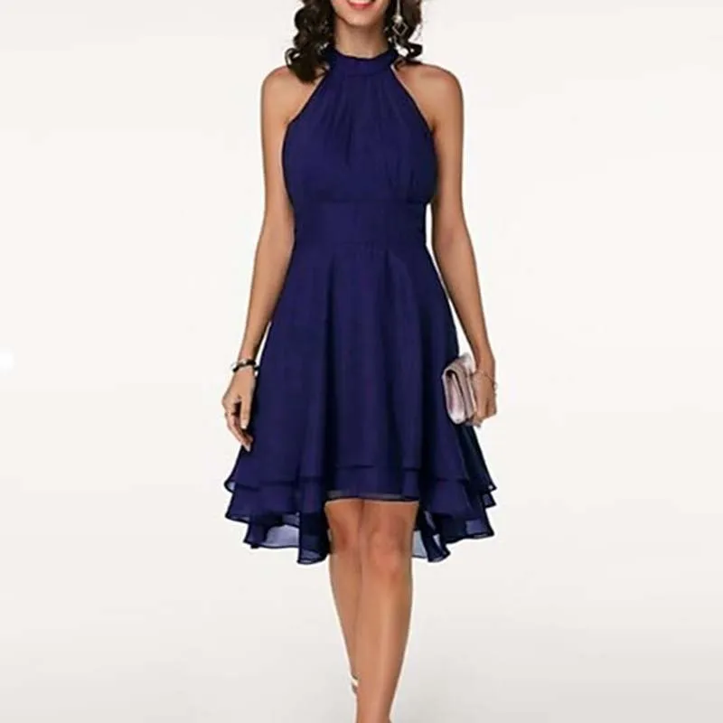 

2021 Summer New Sexy Irregular A-line Skirt Sleeveless Chiffon Dress