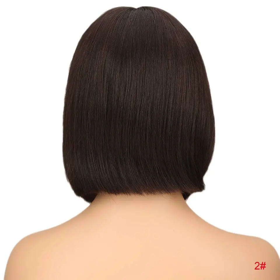 #2 Rebecca bob парики на кружеве для черных женщин перуанские короткие парики из человеческих волос Омбре человеческие волосы парик Средняя часть 1" - Цвет волос: #2
