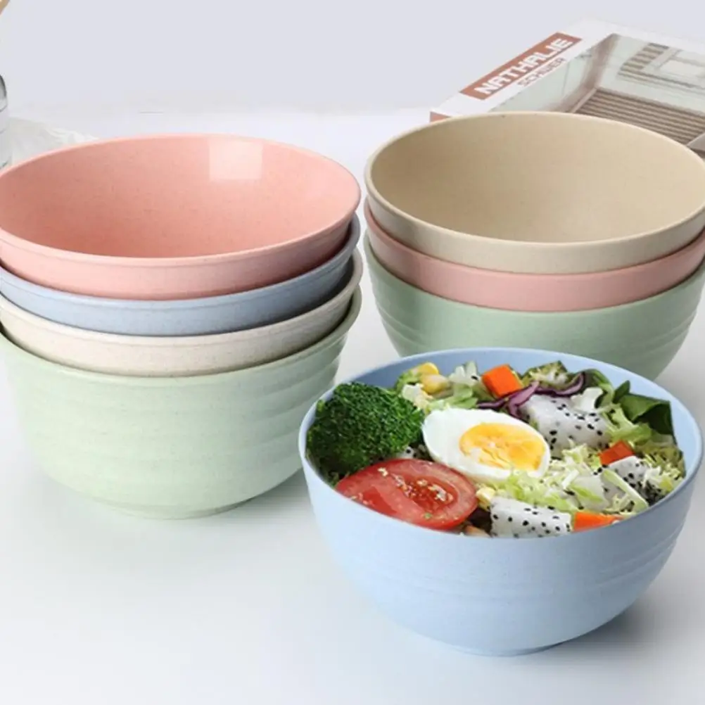

4PCS Unbreakable Cereal Bowls Wheat Straw Fiber Bowl Set for Children Rice Soup Bowls