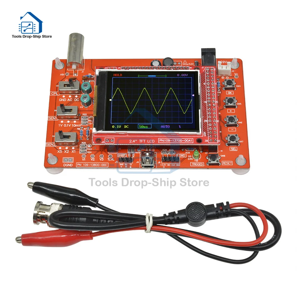 Fully Assembled Digital Oscilloscope 2.4&quot TFT LCD Display with Alligator Probe Test Clip Transparent Acrylic Case | Инструменты