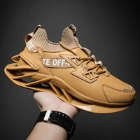 mens running shoes waterproof leather sneakers unique blade sole high quality cushioning outdoor athletic jogging walking shoes