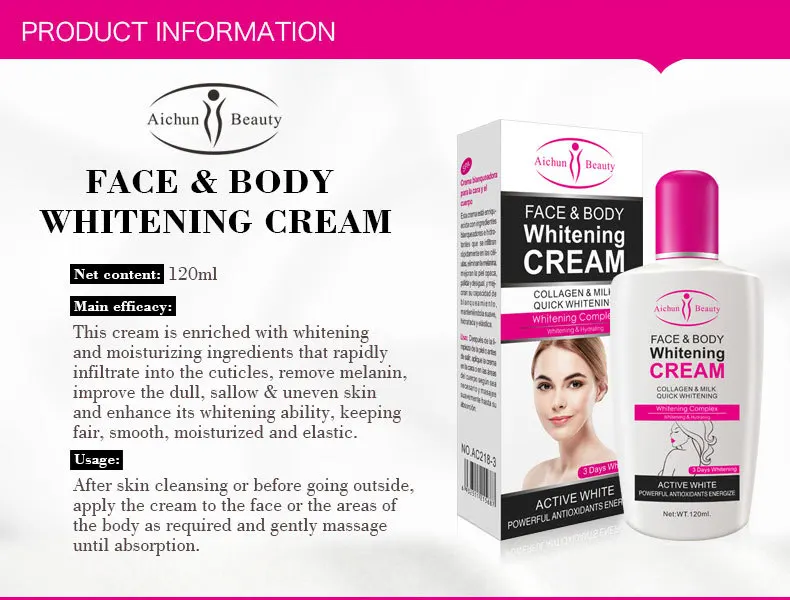 120ml Body Cream for Dark Skin Bleaching Brightening Lotion Whitening Private Armpit TSLM1 |