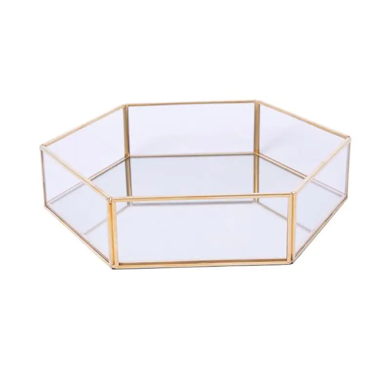 

Mirror Gold Octagonal Square Jewelry Tray Dish Plate Decor Tray Jewelry Display