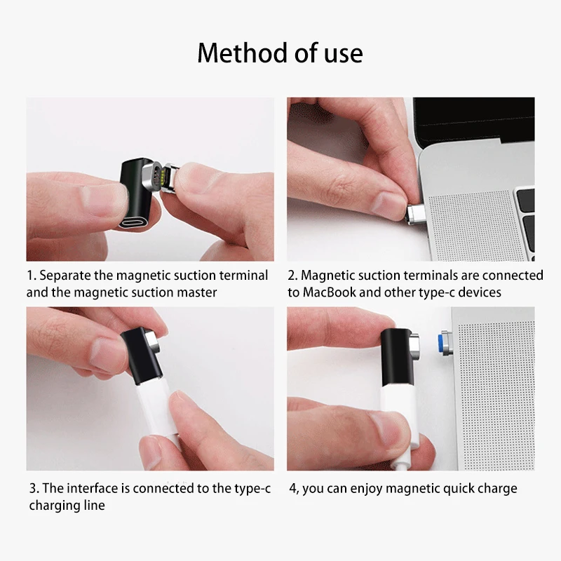 Powstro 4.3A Магнитный USB-C-USB-C type C адаптер для зарядки 90 градусов изгиб Анти-пыль разъем адаптера для Macbook Pro