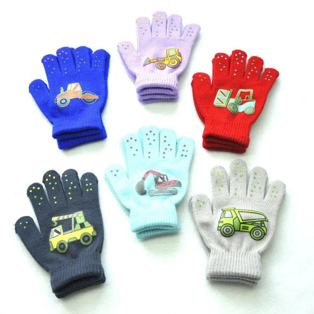 

Children Gloves Cartoon Dinosaur Excavator Printing Gloves Winter Boys Girls Warm Gloves Baby Mittens Kids Full Finger Mittens