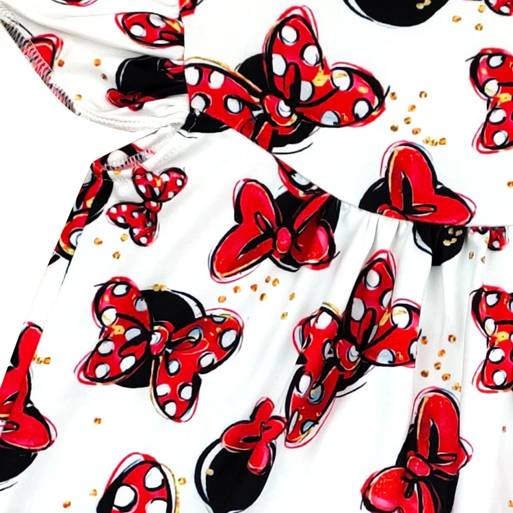 Baby Girls Boutique Dress Cartoon Castle And Mickey Bow Pattern Toddlers V-day Party Clothes | Детская одежда и обувь