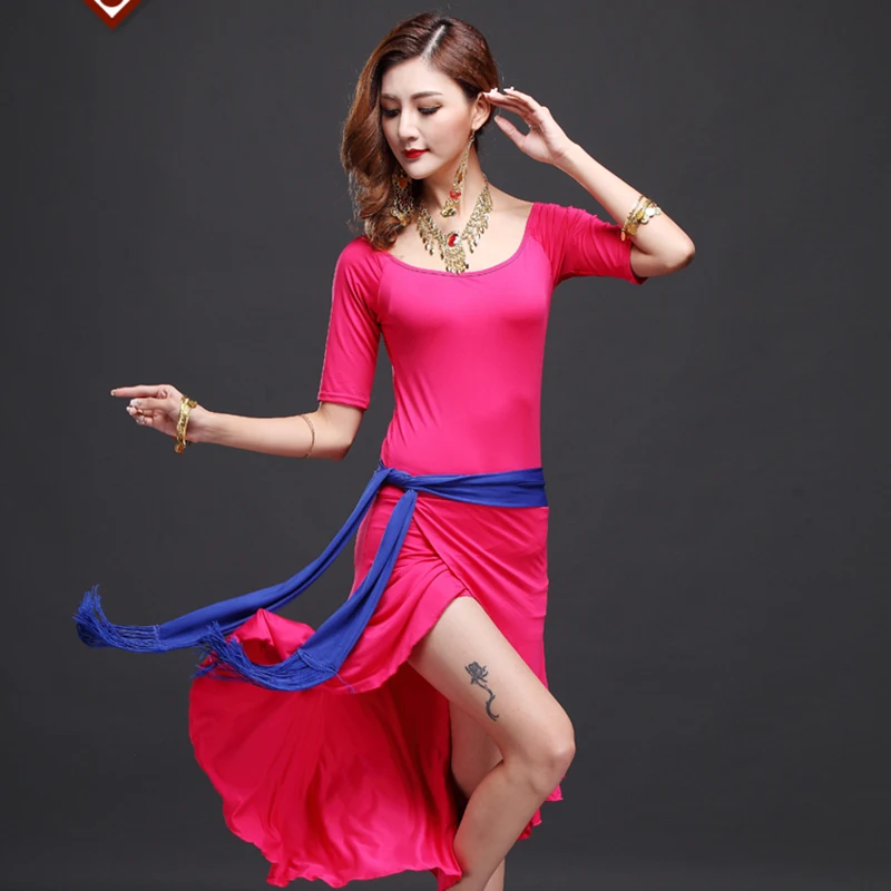 Женский костюм для танца живота латинских танцев сценический с юбкой размер