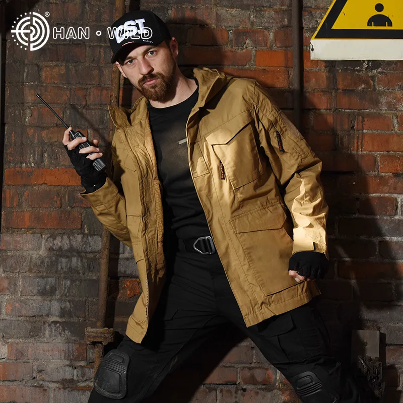 Мужская тактическая куртка M65 водонепроницаемая ветровка с капюшоном в стиле