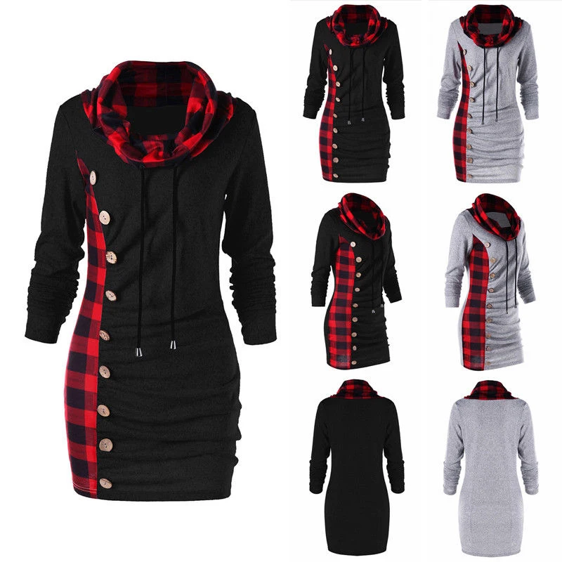 

2021 Fall/Winter Fashion New Women's Sudaderas Trend Street Style High Neck Pullover Stitching Plaid Printed Sweater Female Y2k