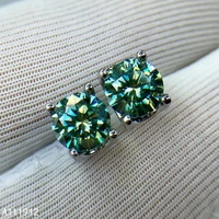 kjjeaxcmy fine jewelry natural green mosang diamond 925 sterling silver women earrings new ear studs support test popular