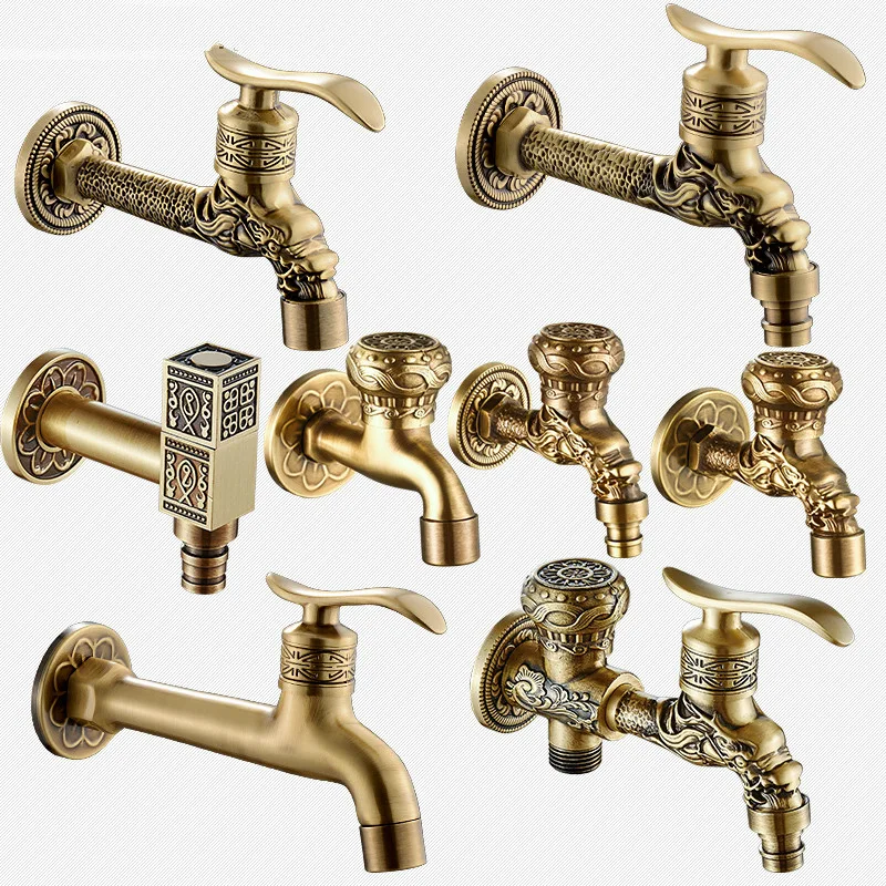 

Kitchen Faucets Copper antique European washing machine faucet mop pool extension nozzle quick opening single cooling dragon - s