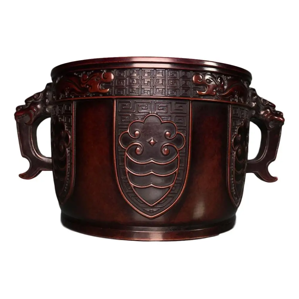 

LaoJunLu Real Red Copper Jujube Skin And Red Incense Burner Ornaments [Style: Shenliu Shutang] Height 9.7Cm Imitation antique