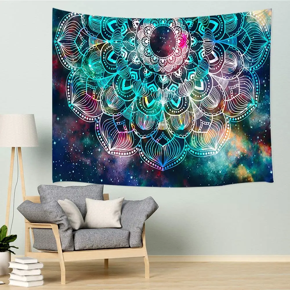 

Mandala Tapestry Psychedelic Trippy Bohemian Hippie Flower Wall Hanging Blanket For Yoga Bedroom Living Dorm Decor Art