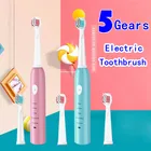 Зубная щетка электрическая звуковая для взрослых, автоматическая Водонепроницаемая быстро заряжаемая с USB, 5 режимов работы