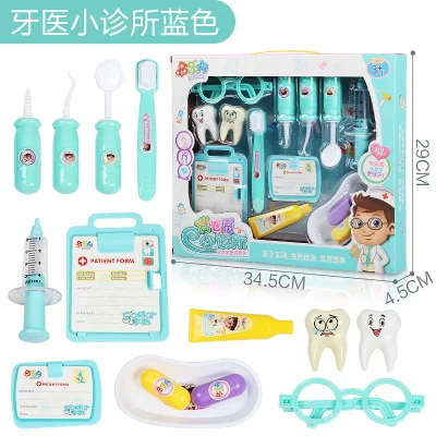 Dentist Set-Blue 10 шт. маленькие Размеры Детская одежда Детский Набор доктора игрушка набор Портативный Медицинский Набор Детские развивающие ролевые игры Классические игрушки-подарки D222 - Цвет: Dentist Set-Blue