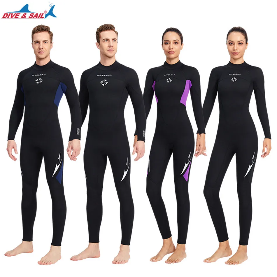 

3MM Men Women Wetsuits One-piece Long Sleeve Thickened Warm Couple Wetsuit Men Snorkeling Surfing Jellyfish Suit Female Swimwear