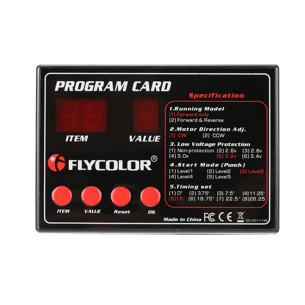 

Original Flycolor Programing Card for RC Boats ESC Electronic Speed Controller