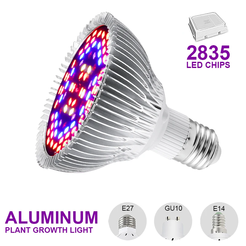 

Grow Light Full Spectrum LED Growth Lamp LED E27 LED Growing Bulb for Indoor 30W 50W 80W Aluminum Hydroponics Flowers Plants
