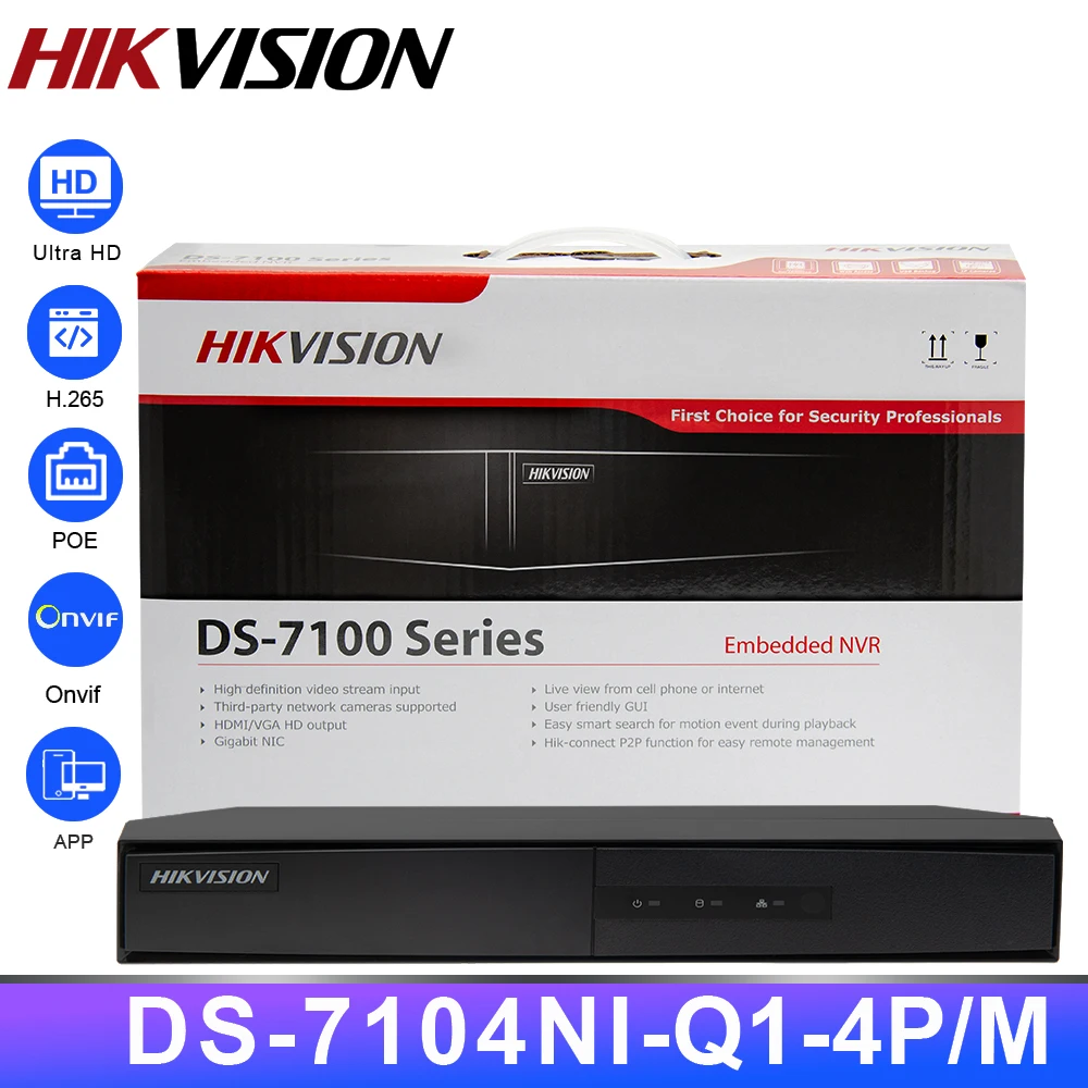 Preise Hikvision Original NVR DS-7104NI-Q1/4 P/M 4CH POE NVR 6MP Ansicht 4MP Rekord H.265 + SATA Für POE IPC Sicherheit Netzwerk Video Recorder