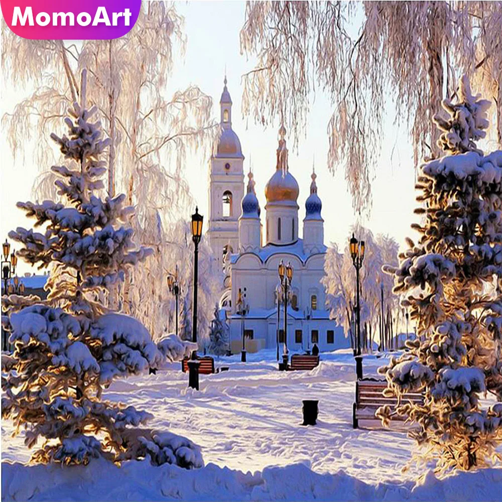 MomoArt Алмазная вышивка крестиком пейзаж церковь 5D полная дрель мозаика Сделай Сам