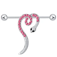 1pc stainless steel snake shape industrial barbell bar body piercing jewellery 14g industrial piercing bar bulk cartilge earring