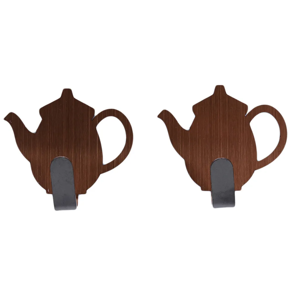 

Ellenmar 2Pcs Kitchen Wall Door Metal Hook Self-Adhesive Strong Key Hanger Teapot Shaped Decorative Holder Clothes Storage Rack