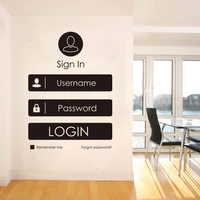 modern login form game wall sticker office game room large login funny wall decal kids room playroom vinyl home decor