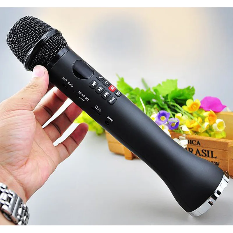 Беспроводной микрофон 3C-L-598 ручной динамик для караоке Bluetooth светодиодный